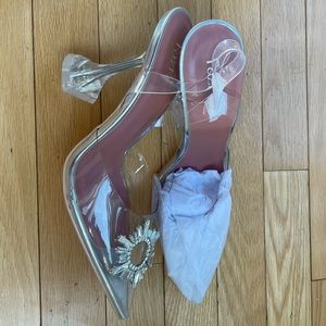 - Women's Slip on Transparent Slingback Pointed Toe Crystal Rhinestones SHOES